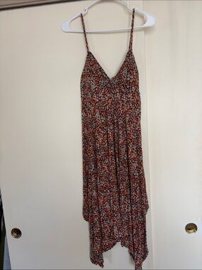 American Rag Rust Floral Asymmetrical Maxi Dress